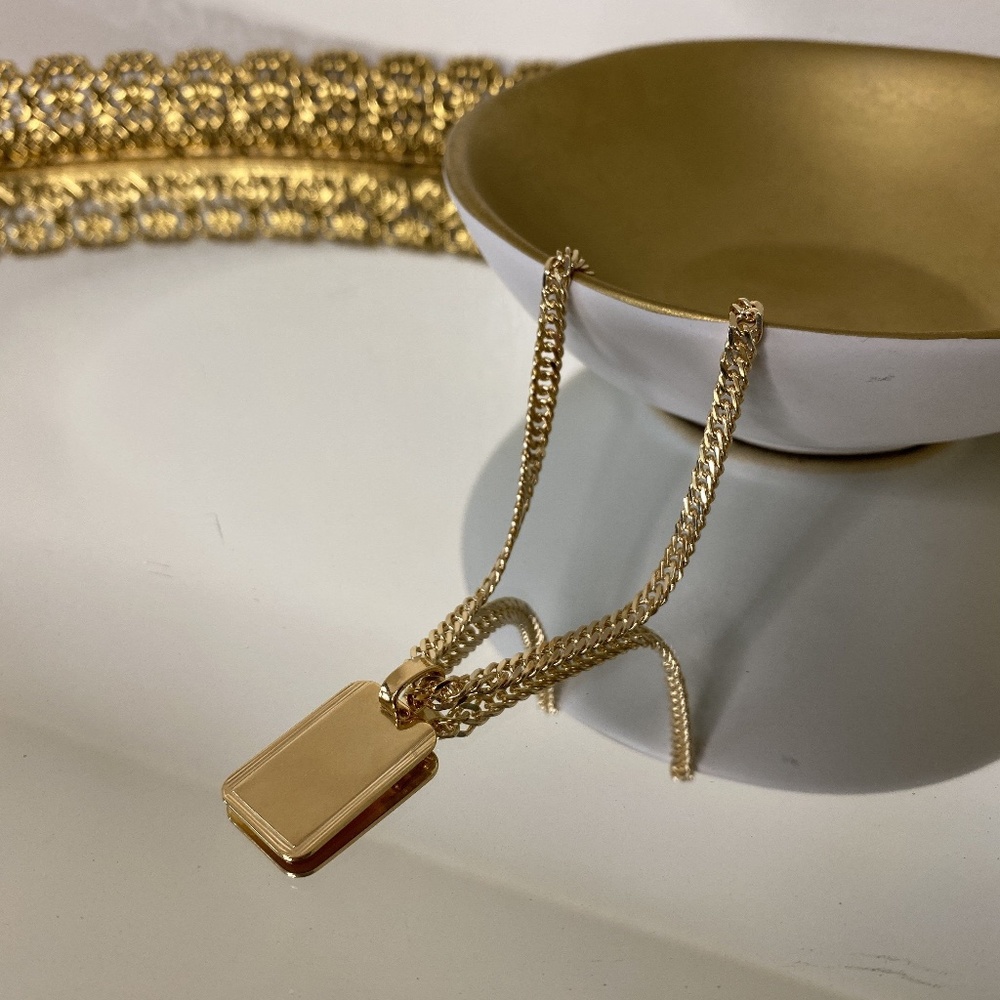 Gold Filled  Blank Dog Tag Necklace